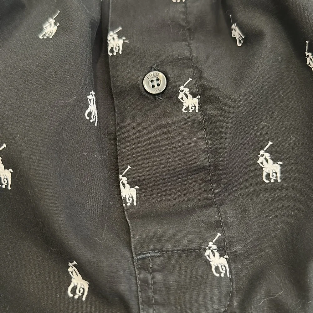 POLO RALPH LAUREN MENS LOUNGE ANN BLACK WITH MANY WHITE POLO MEN - Picture 3 of 11